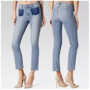 Paige Jacqueline Straight Jeans Bella Shadow Pocket Ankle High Rise Women SZ 30